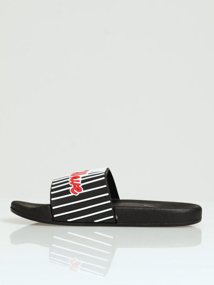 Boys Rubber Vamp Slide - Black/Red