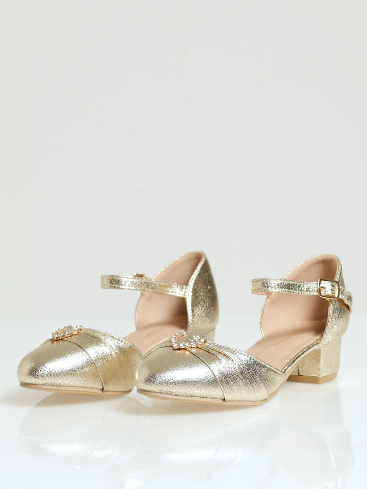 Girls Gold Occassion Heel