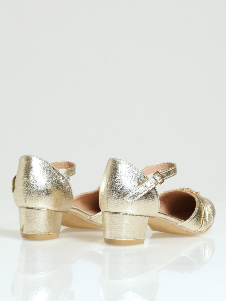 Girls Gold Occassion Heel