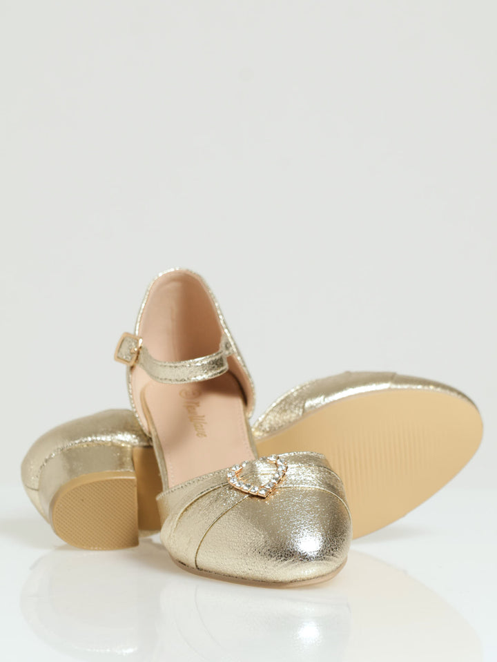 Girls Gold Occassion Heel