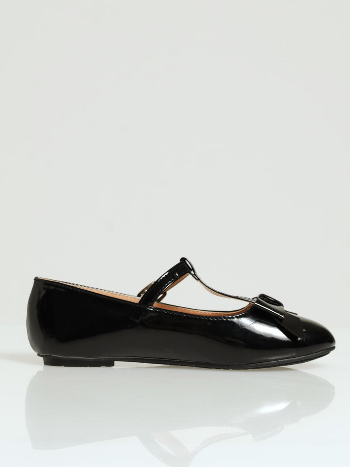 Girls Patent T-Bar Pump - Black