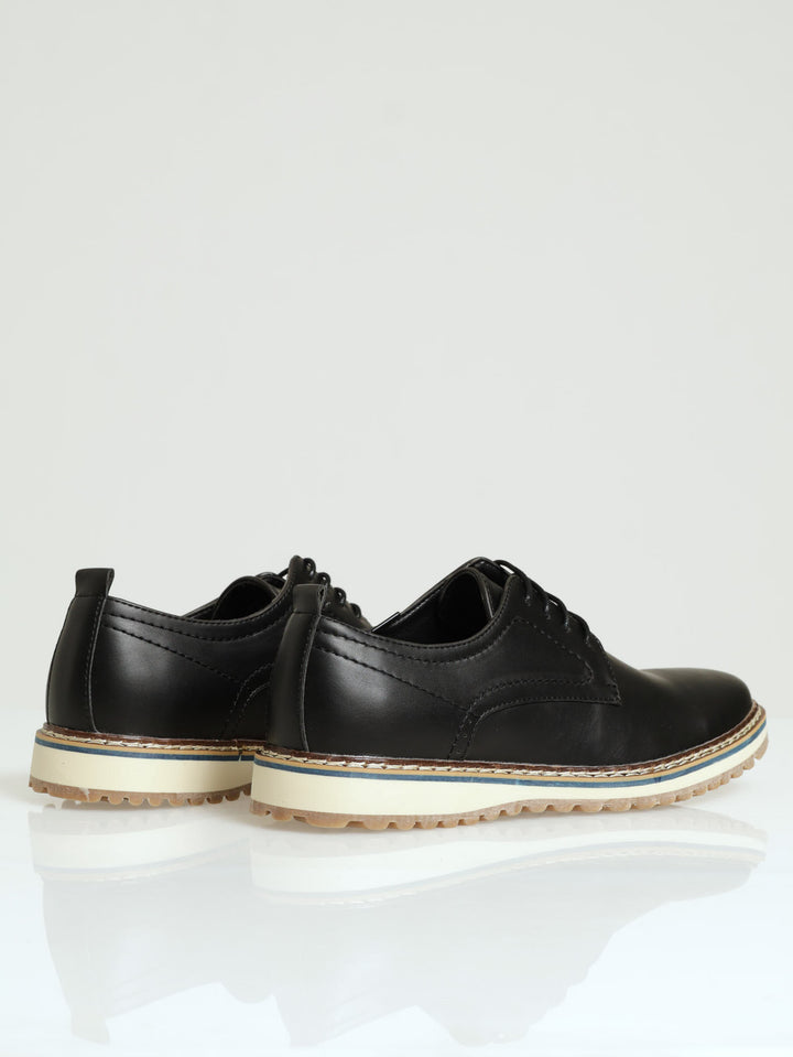 Pu Lace Up Derby - Black