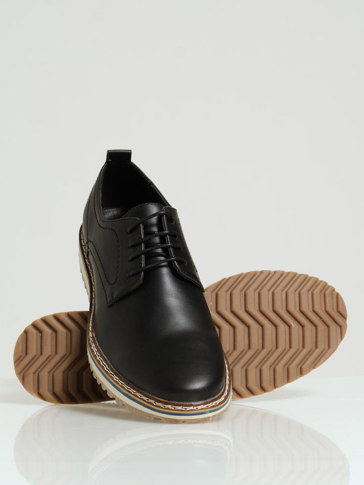 Pu Lace Up Derby - Black