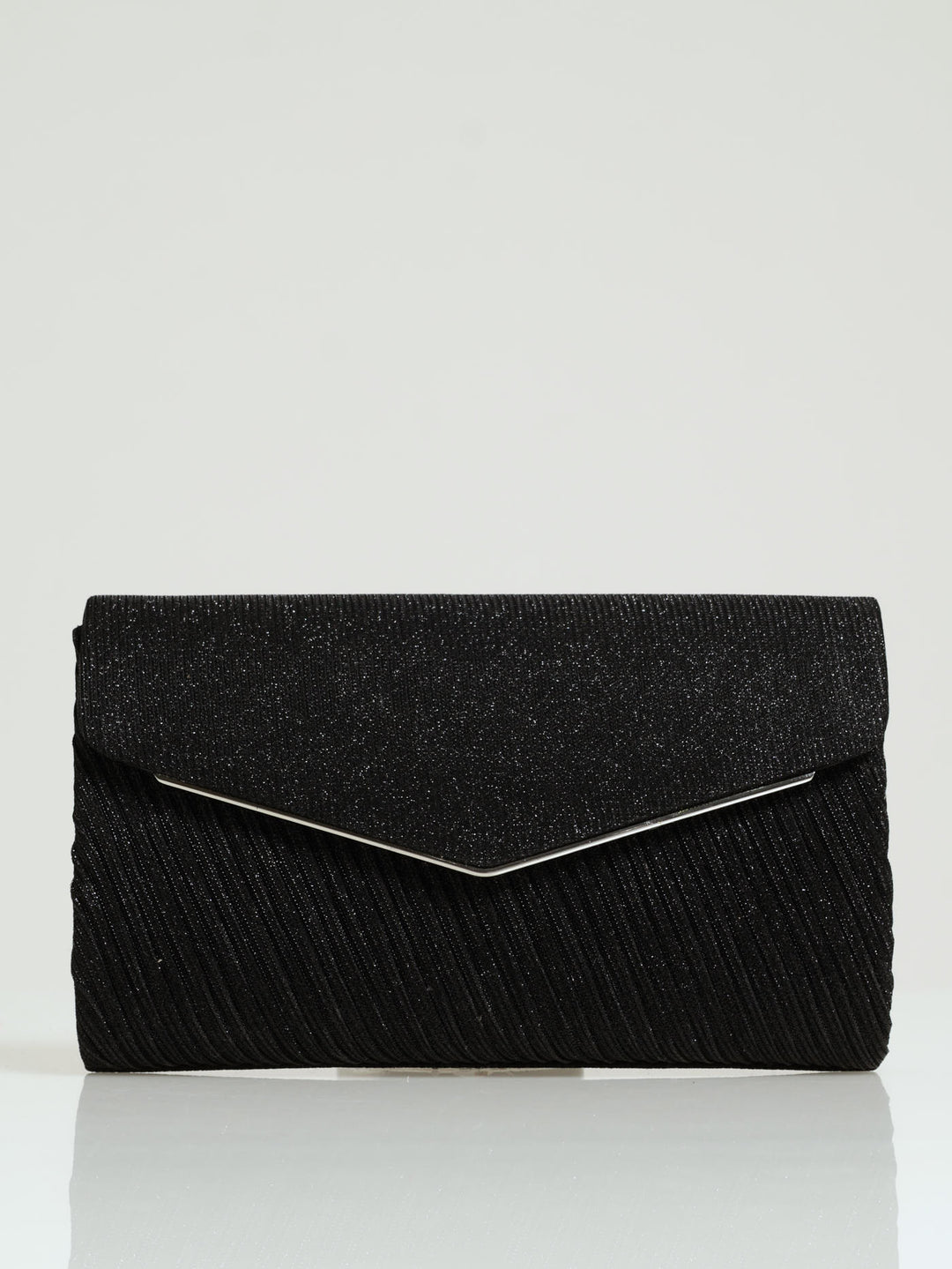 Shimmer Envelope Clutch - Black