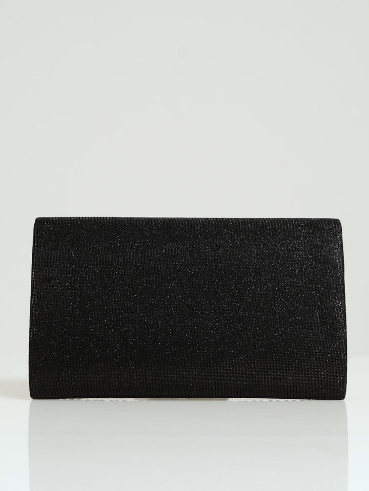 Shimmer Envelope Clutch - Black