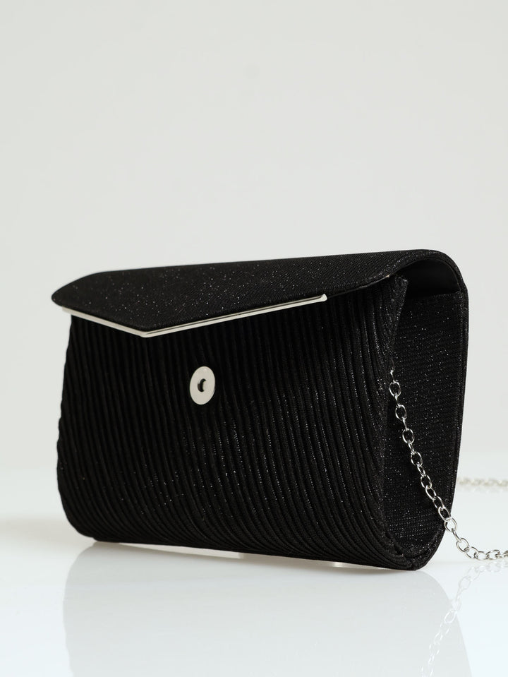 Shimmer Envelope Clutch - Black