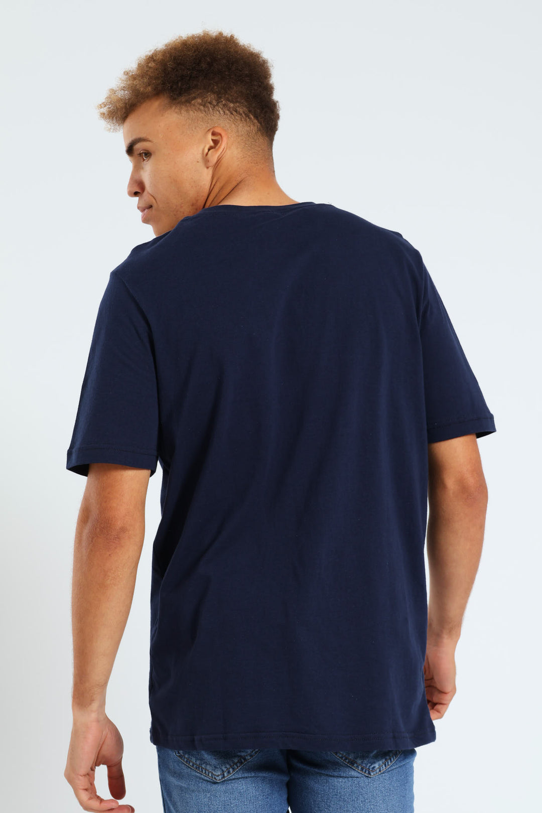 Stitch Print Tee   - Navy