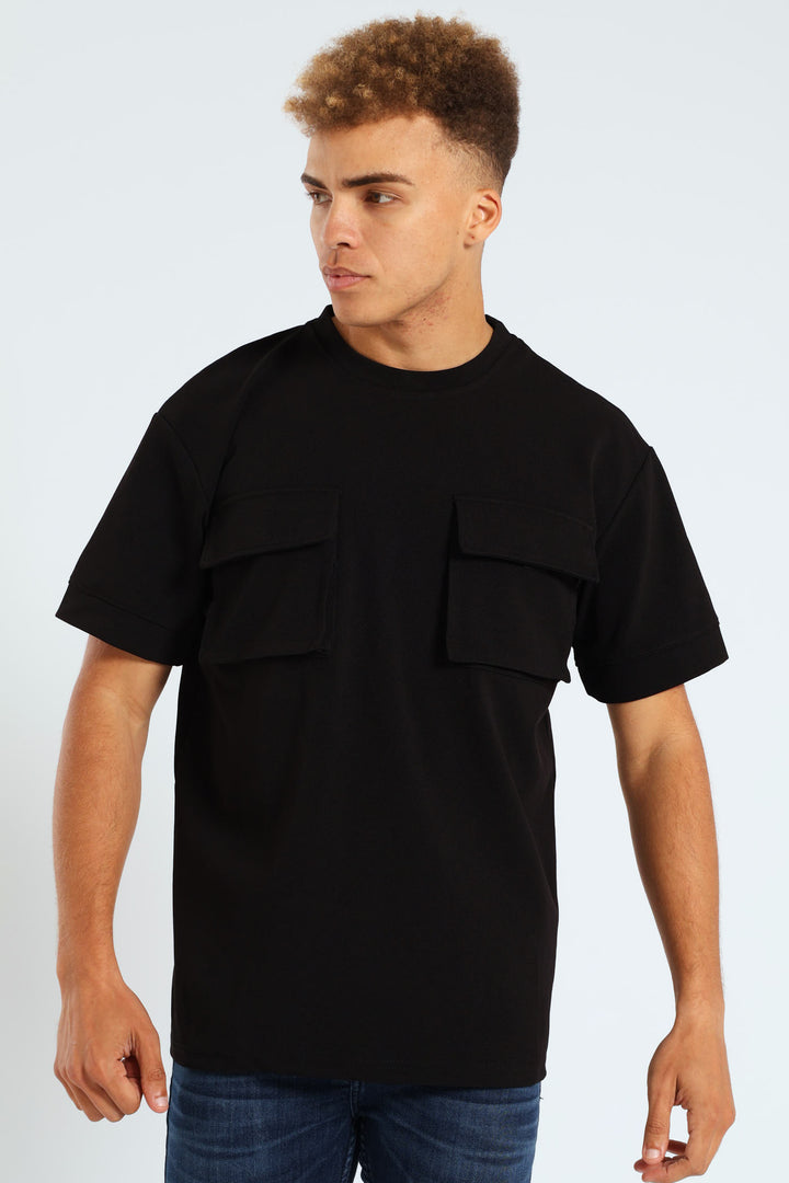 Front Pocket Pique T-Shirt - Black