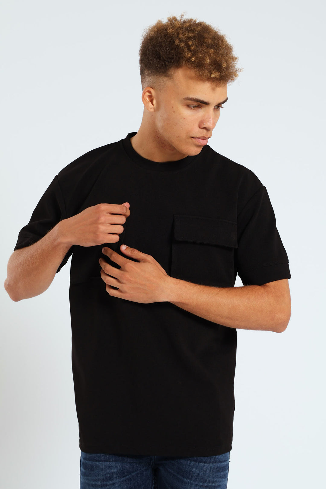 Front Pocket Pique T-Shirt - Black