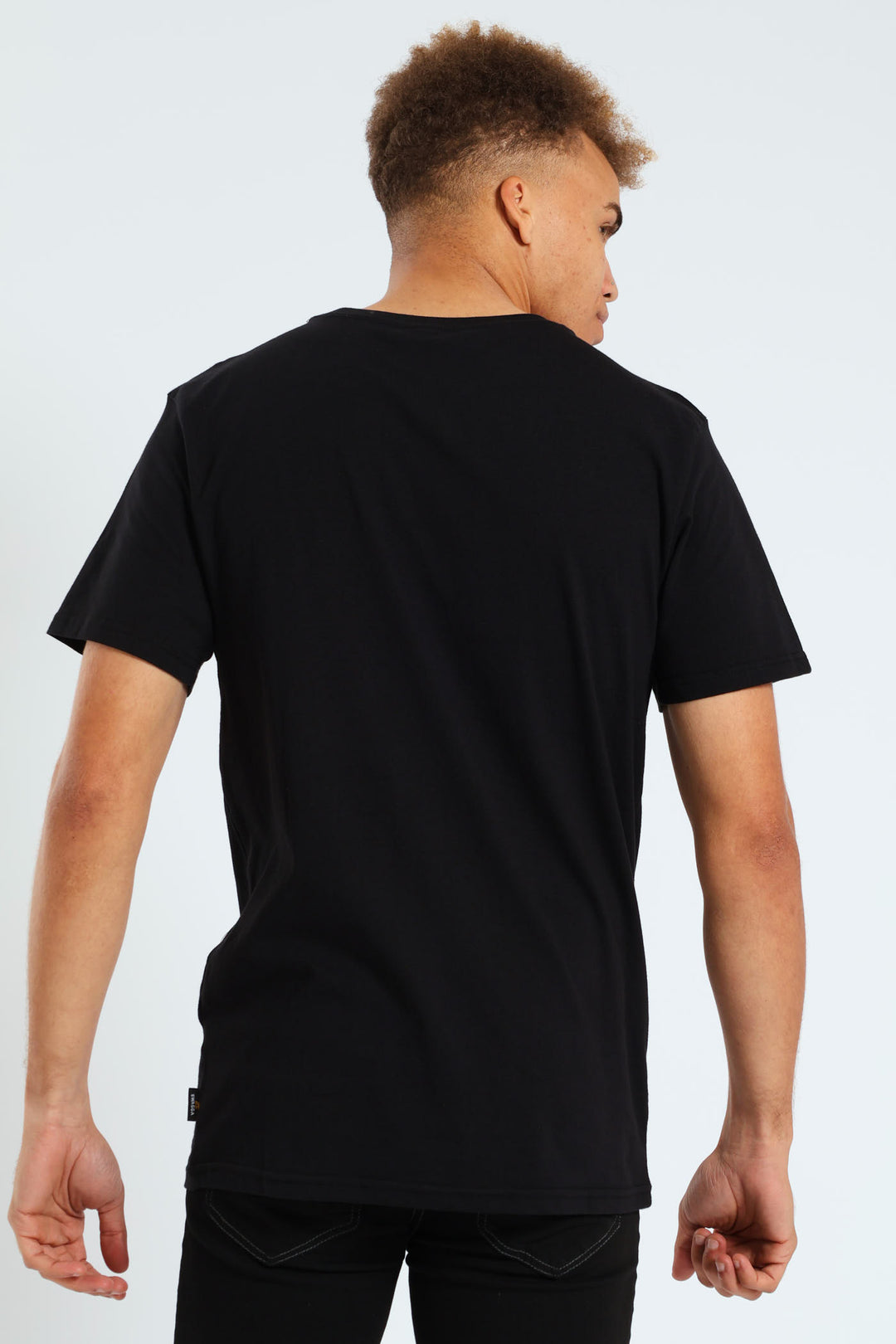 Short Sleeve Basic Print Tee - Black