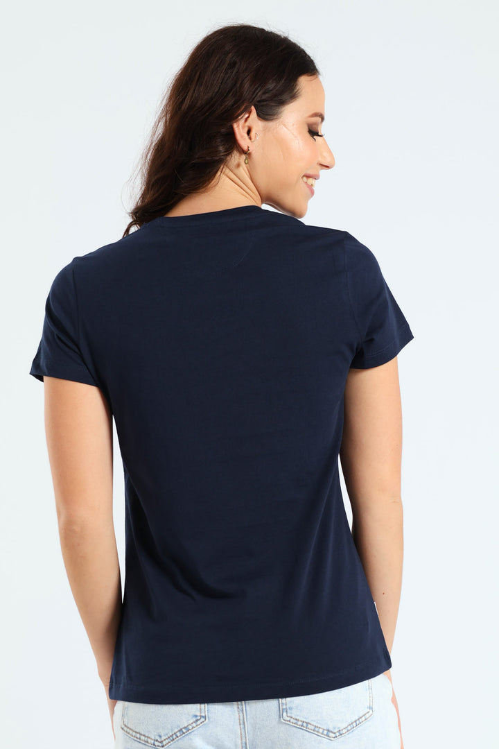 Ombre Sequins T-Shirt - Navy