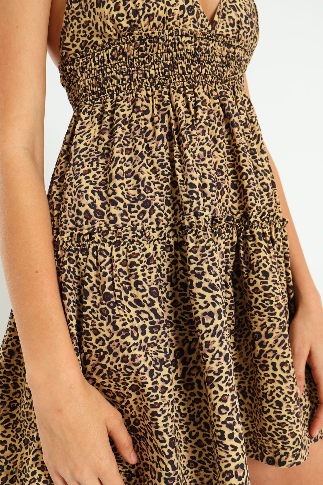 Leopard Babydoll Dress - Beige