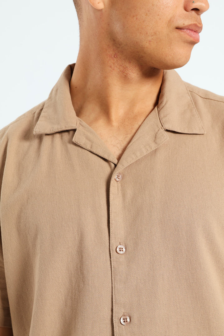 Basketweave Surf Interest Shirt - Mocha