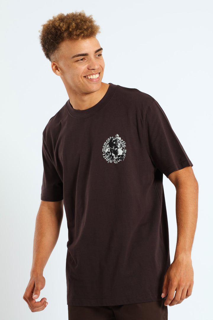 Flame Skull Back And Front Tee - Chocolate