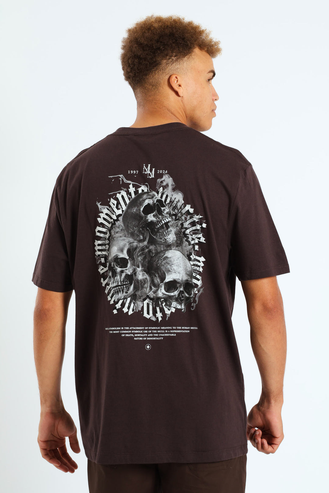 Flame Skull Back And Front Tee - Chocolate