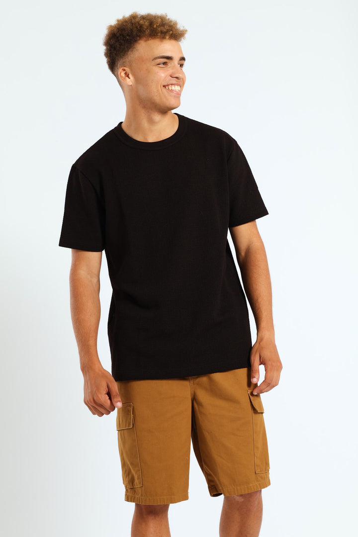 Coarse Knit Crew Tee - Chocolate