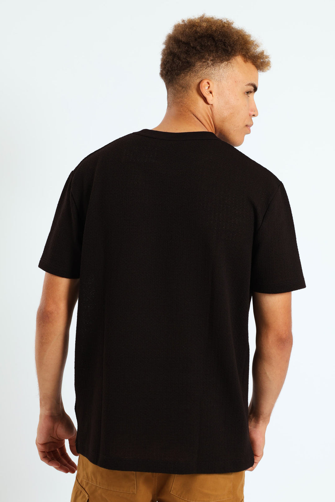 Coarse Knit Crew Tee - Chocolate