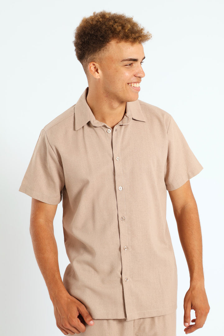 Linen Look Shirt - Stone