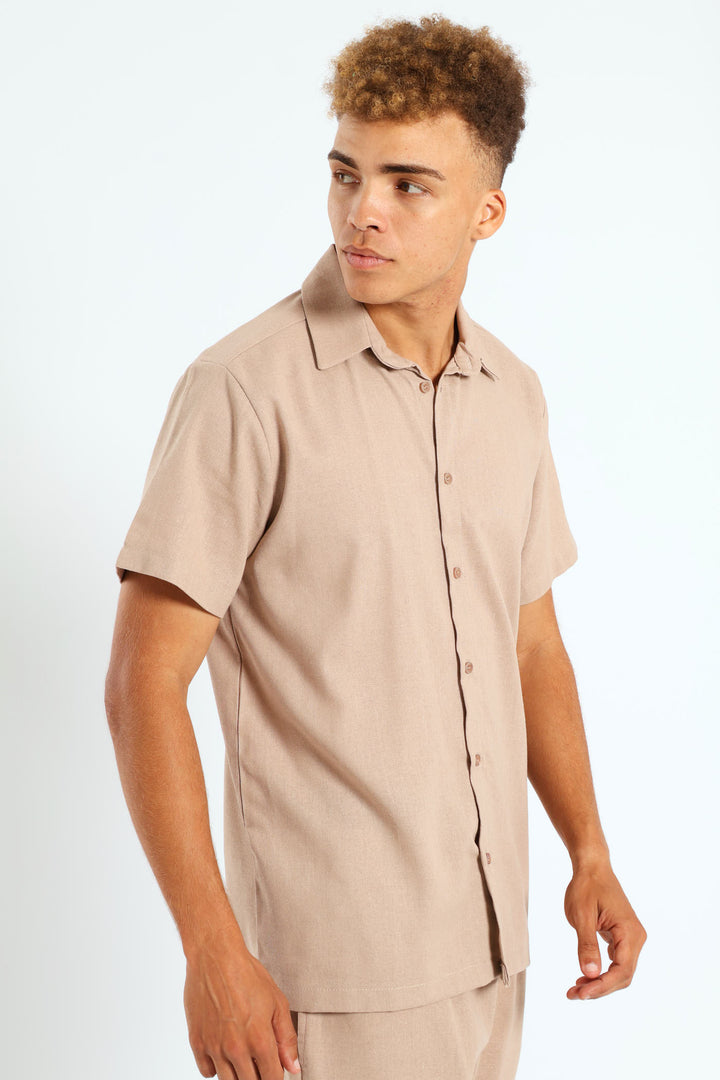 Linen Look Shirt - Stone