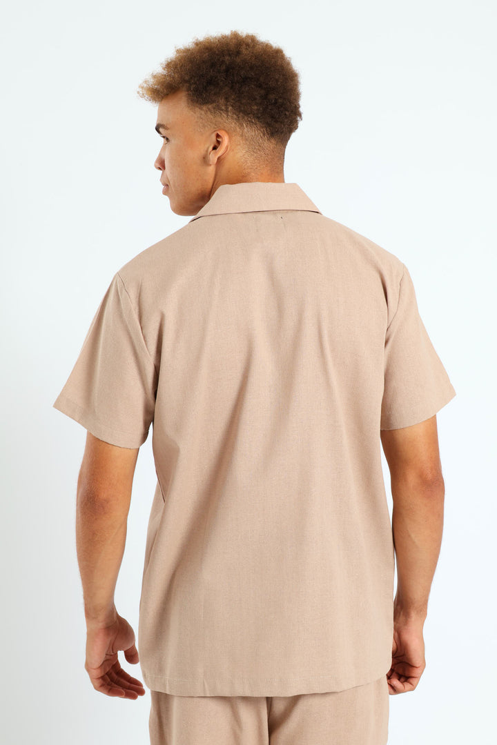 Linen Look Shirt - Stone