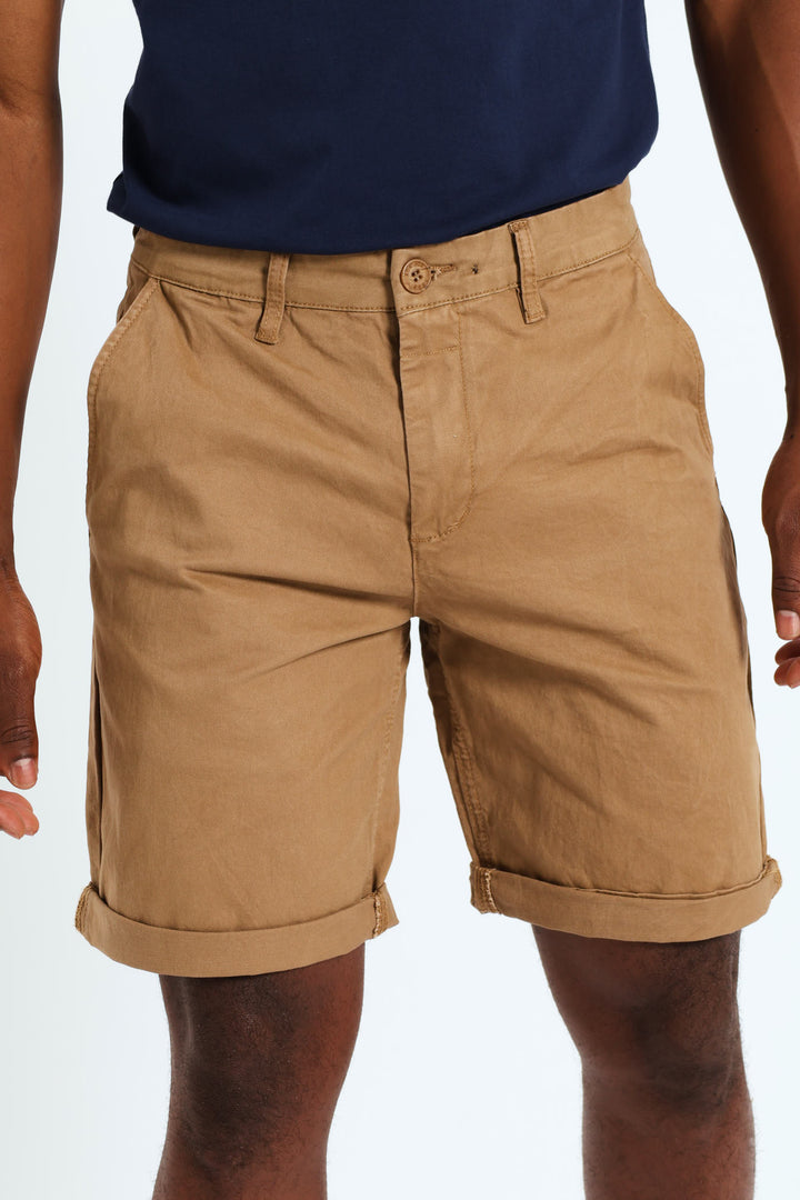 Flat Front Chino Short - Stone