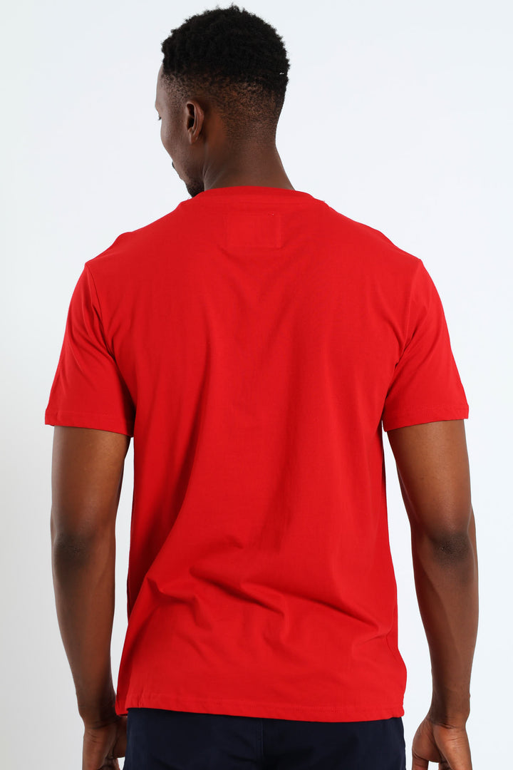 Basic Embroidered Tee - Red