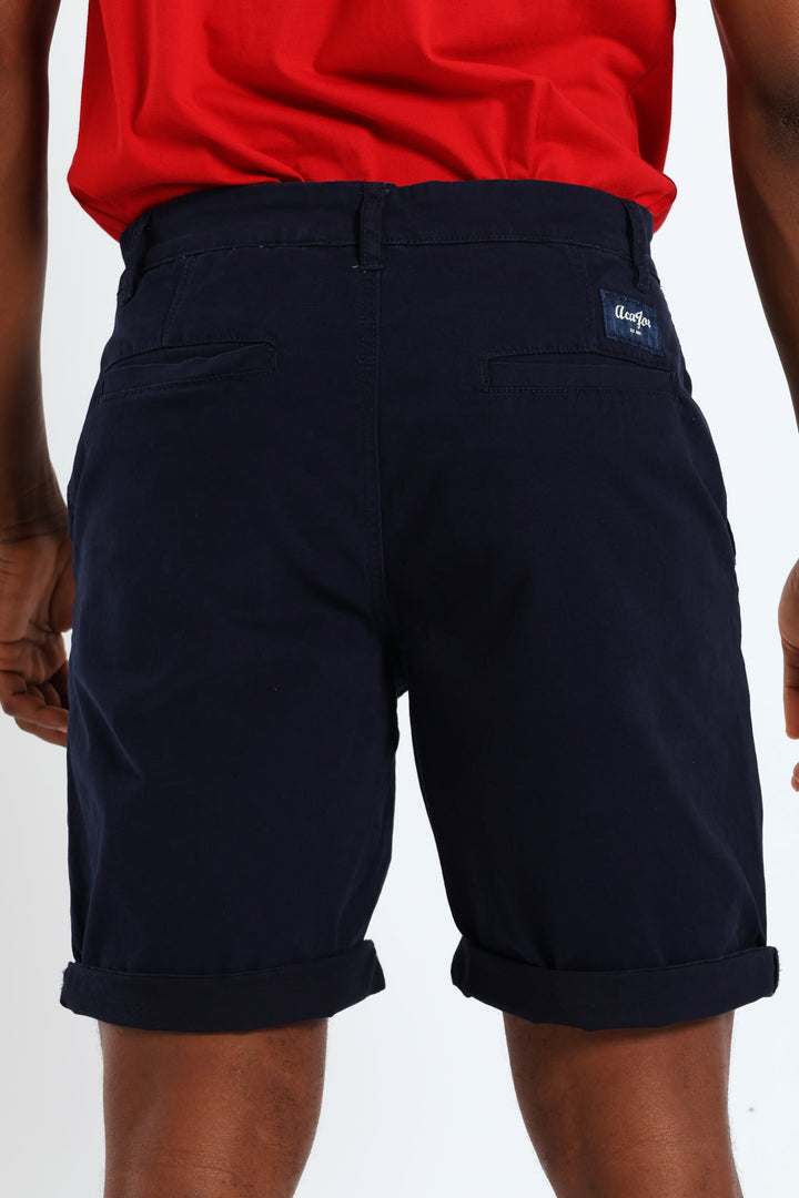 Flat Front Chino Short - Navy