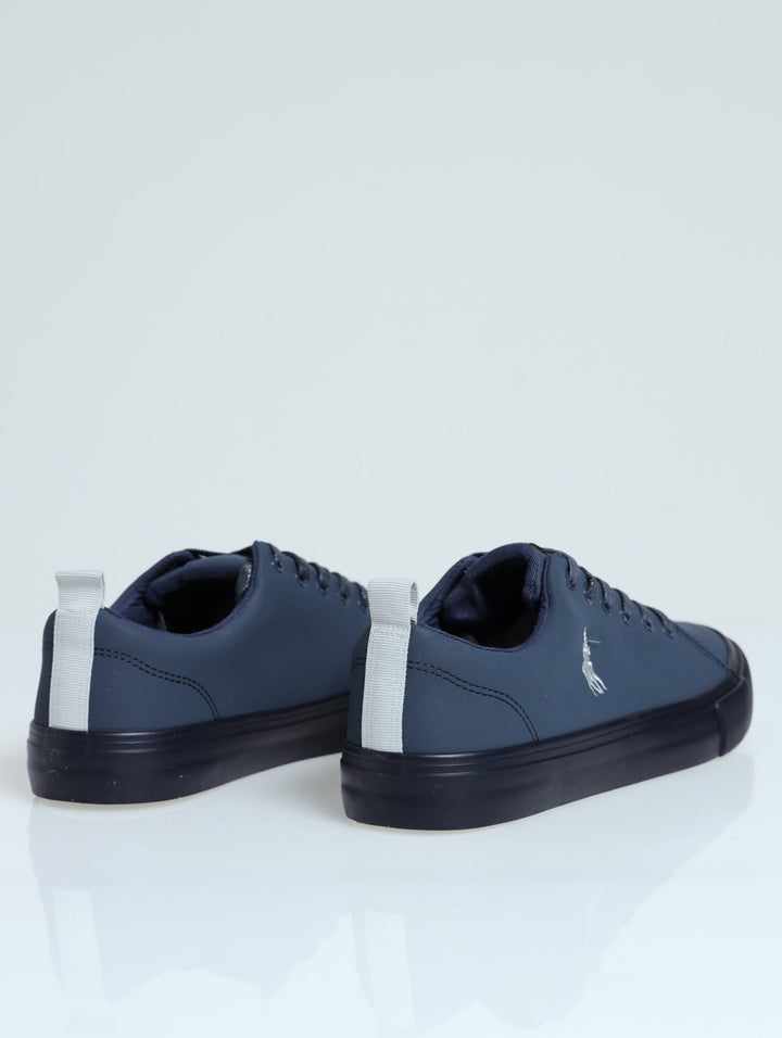 Embroidered Logo Basic Sneaker  - Navy