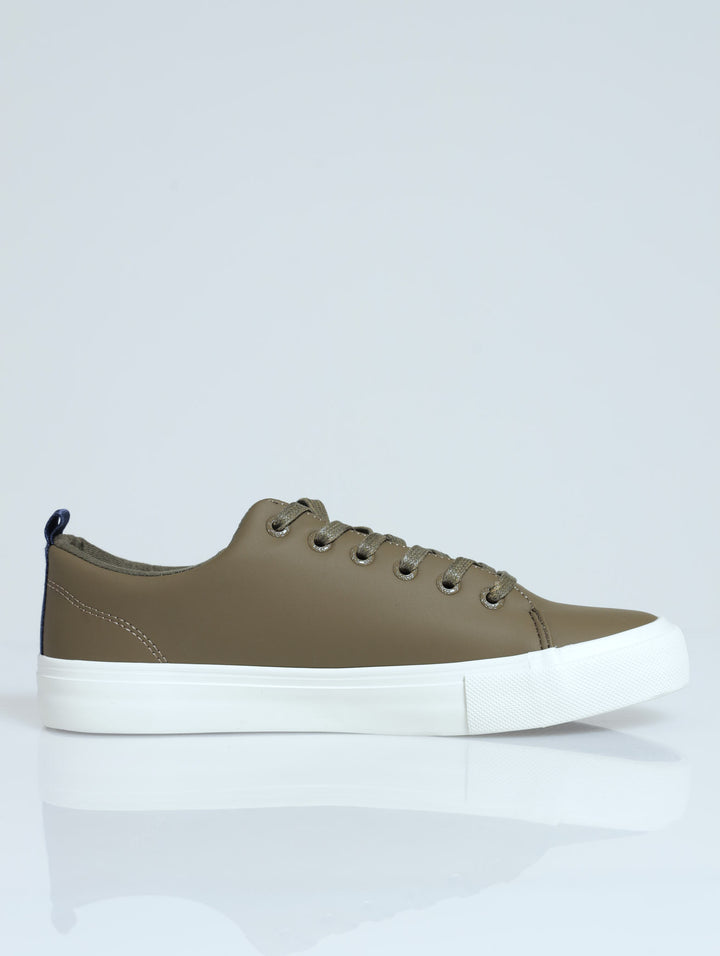 Embroidered Logo Basic Sneaker - Olive