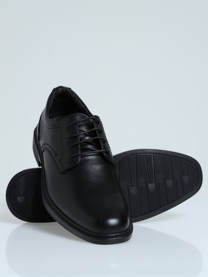 Leather Lace Up Basic Shoe - Black