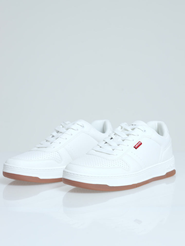 Drive Perforated Panel Lace Up Sneaker - White