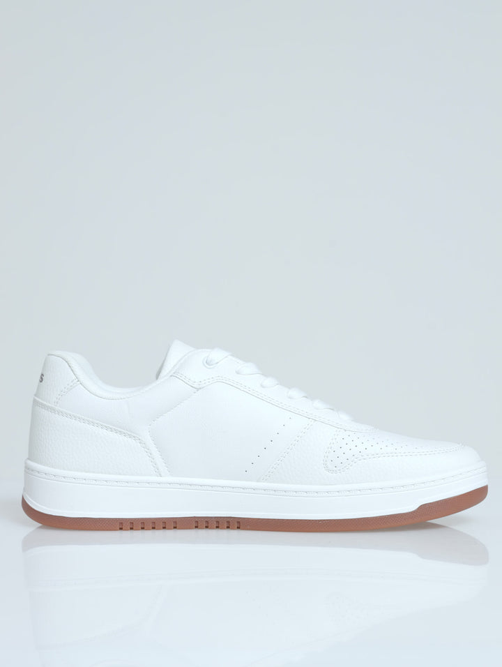 Drive Perforated Panel Lace Up Sneaker - White