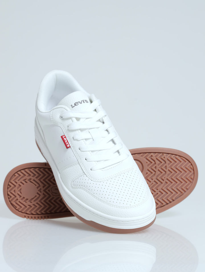 Drive Perforated Panel Lace Up Sneaker - White