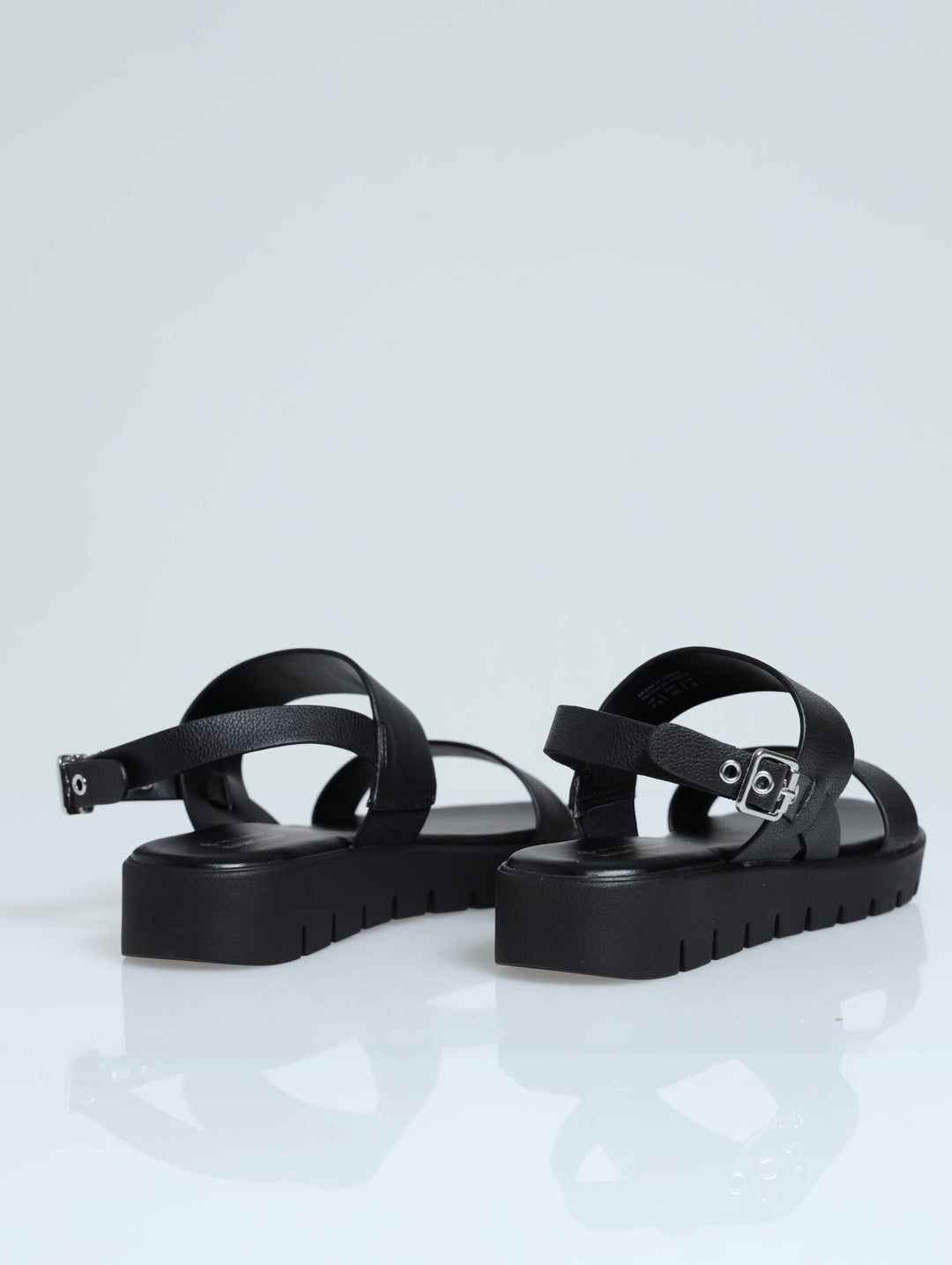 Nevra Chunky Double Strap Slingback Sandal - Black