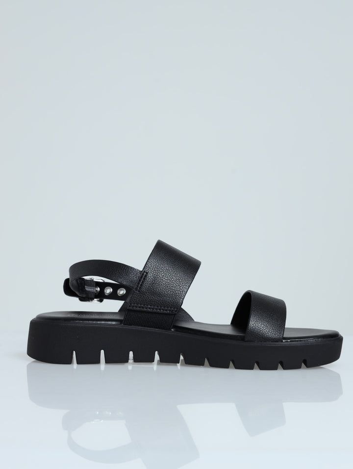 Nevra Chunky Double Strap Slingback Sandal - Black