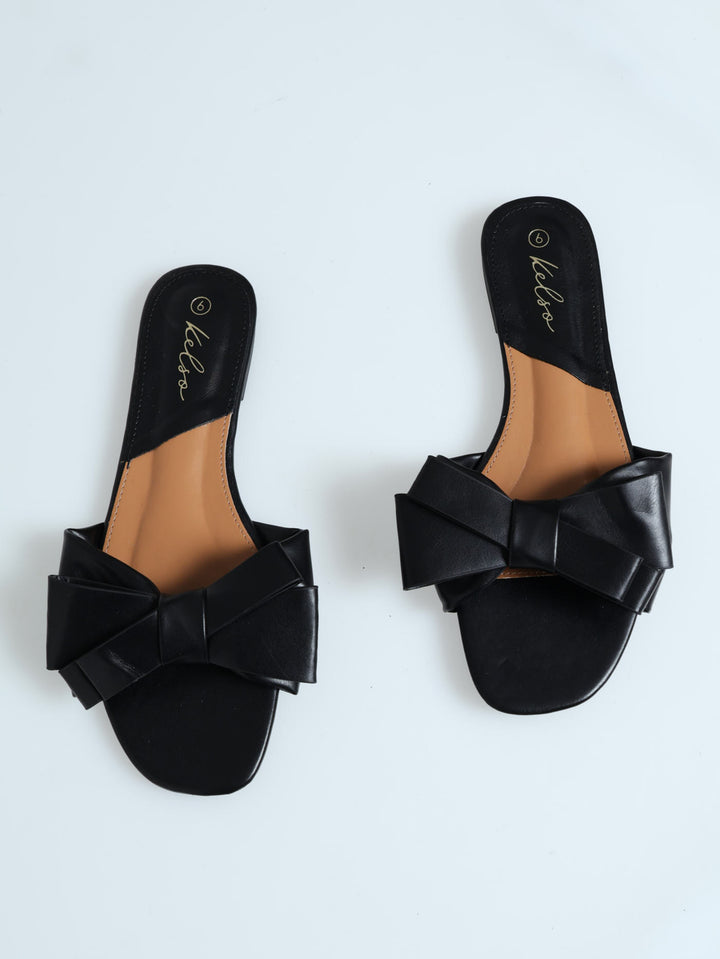 Bow Mule Sandal  - Black