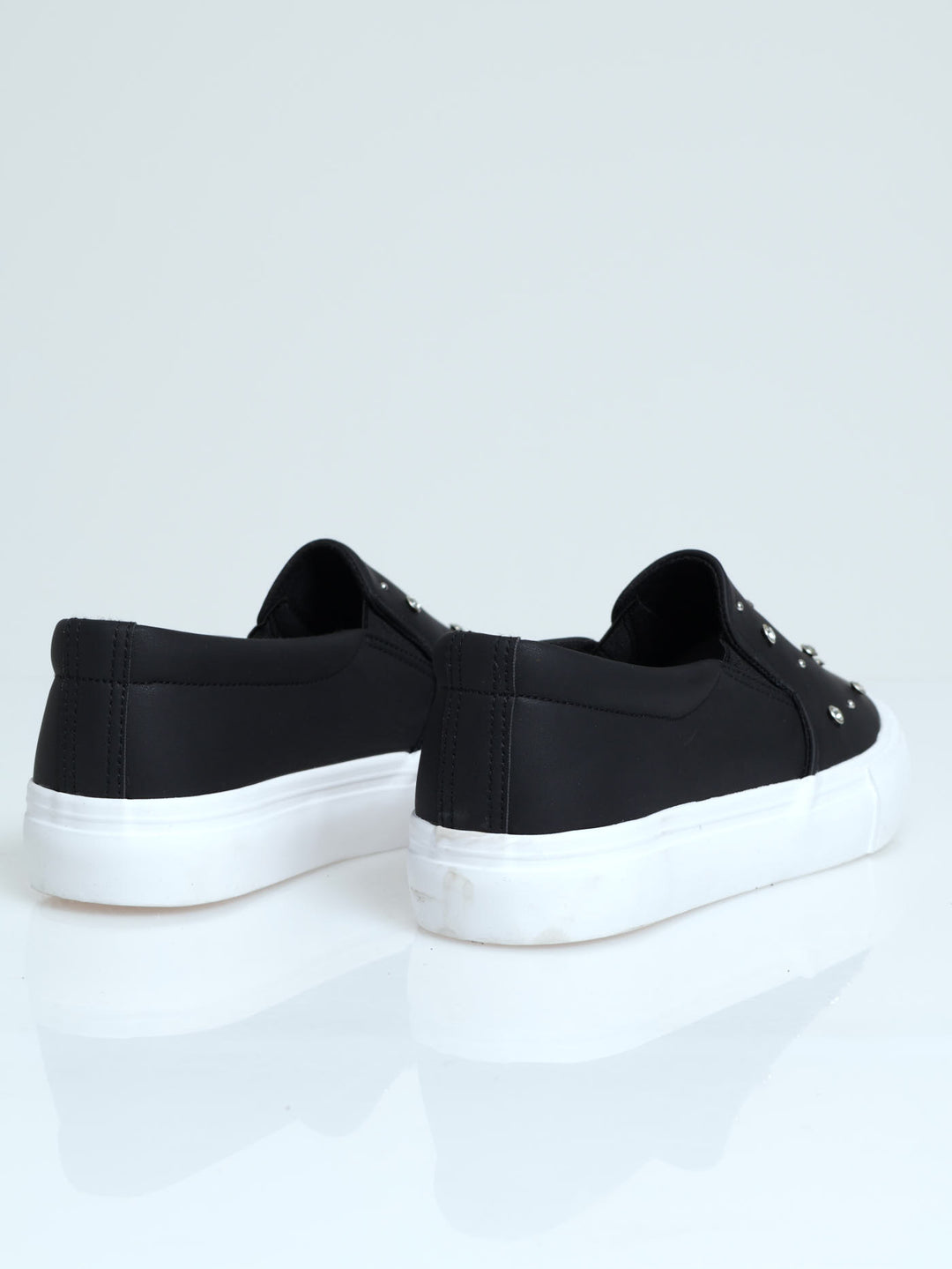 Diamante & Stud Trim Slip On Sneaker - Black