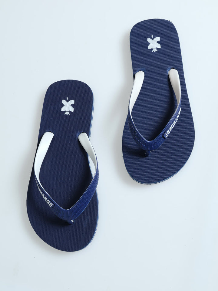 New Logo Print Rubber Flip Flop - Navy/White