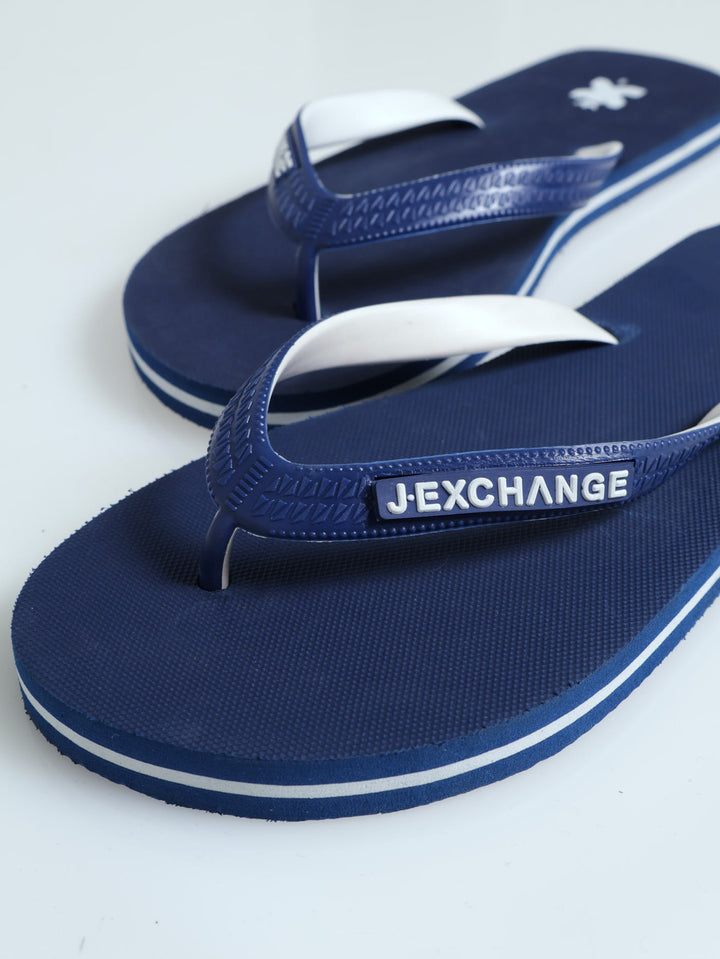 New Logo Print Rubber Flip Flop - Navy/White