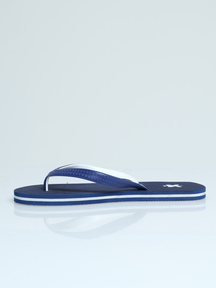 New Logo Print Rubber Flip Flop - Navy/White