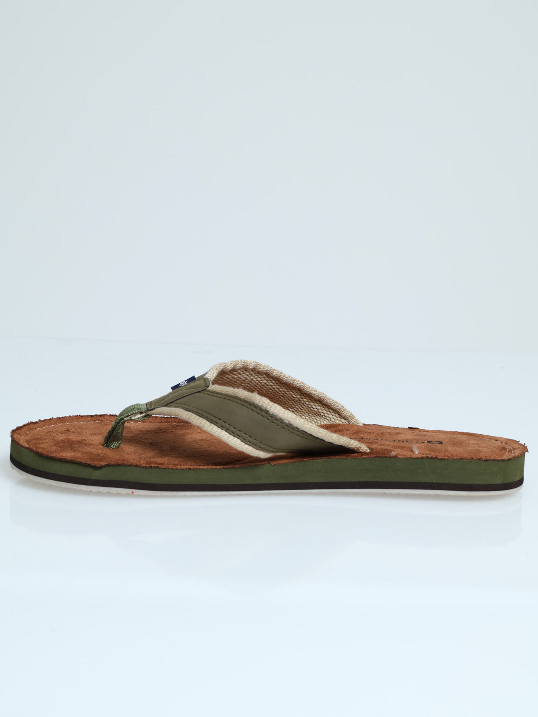 2 Tone Upper Wide Vamp Sandal - Olive