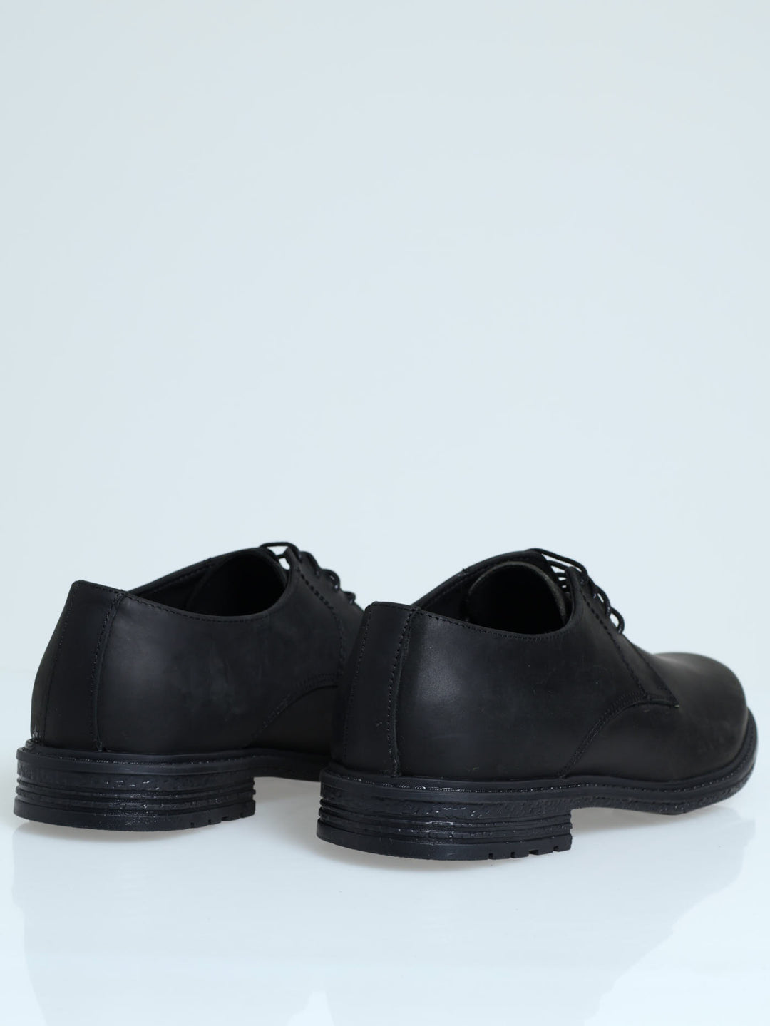 Smart Casual Lace Up Leather Derby Shoe - Black