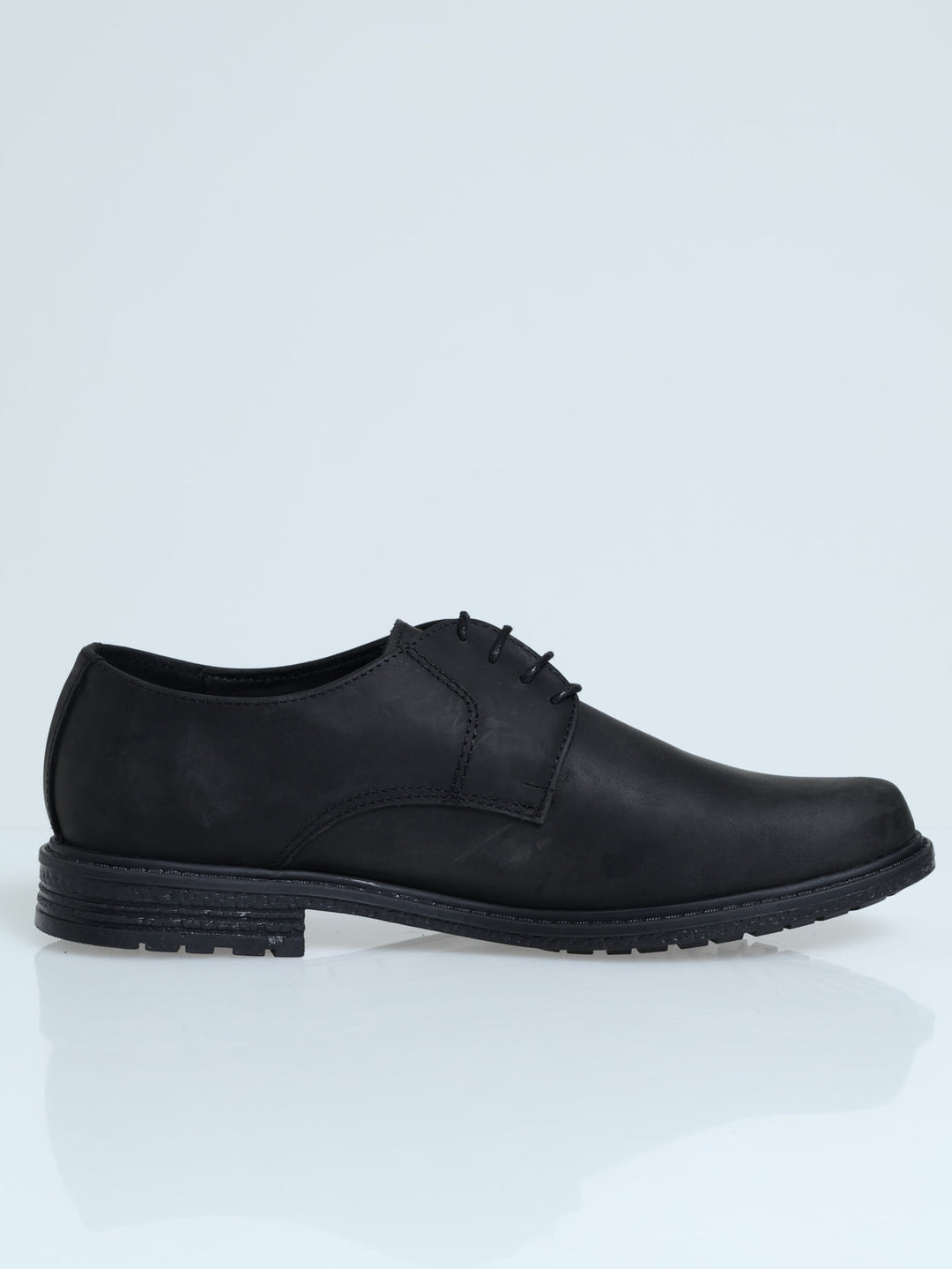 Smart Casual Lace Up Leather Derby Shoe - Black