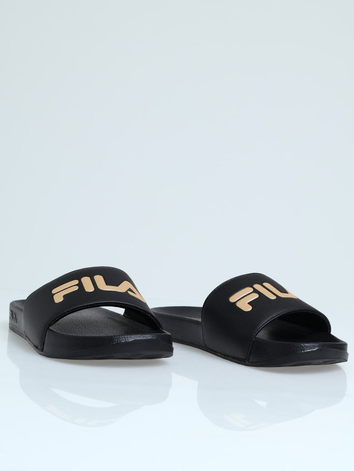 Hillside Metallic Slide Sandal - Black