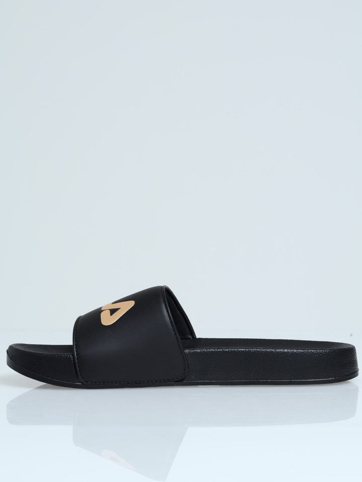 Hillside Metallic Slide Sandal - Black