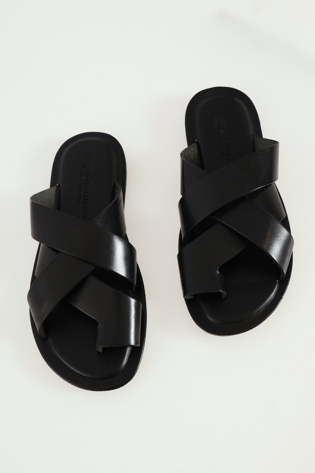 Leather Toe Piece Sandal - Black