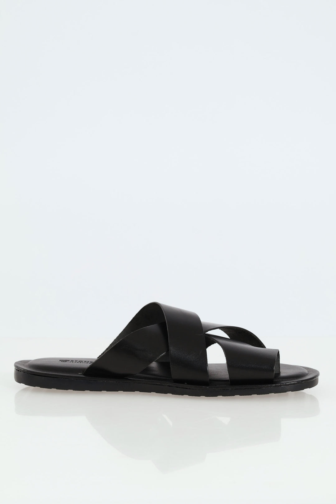 Leather Toe Piece Sandal - Black