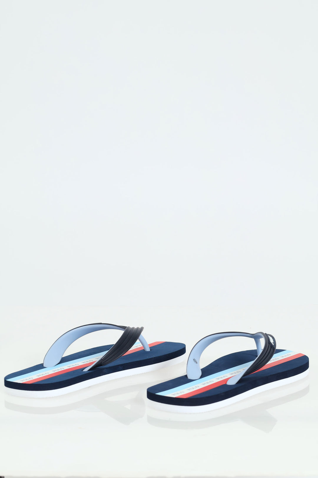 Colour Block Stripe Flip Flop Thong Sandal - Navy/Blue