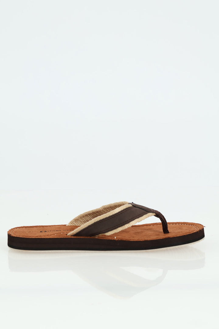 2 Tone Upper Wide Vamp Sandal - Chocolate