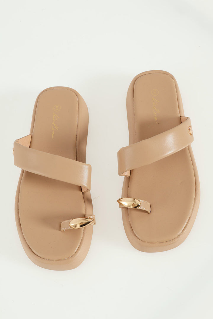 Crosstrap Metal Trimmed Toe Post Sandal - Taupe